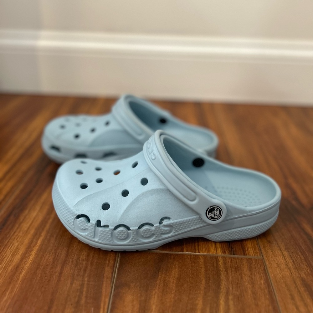 light blue crocs